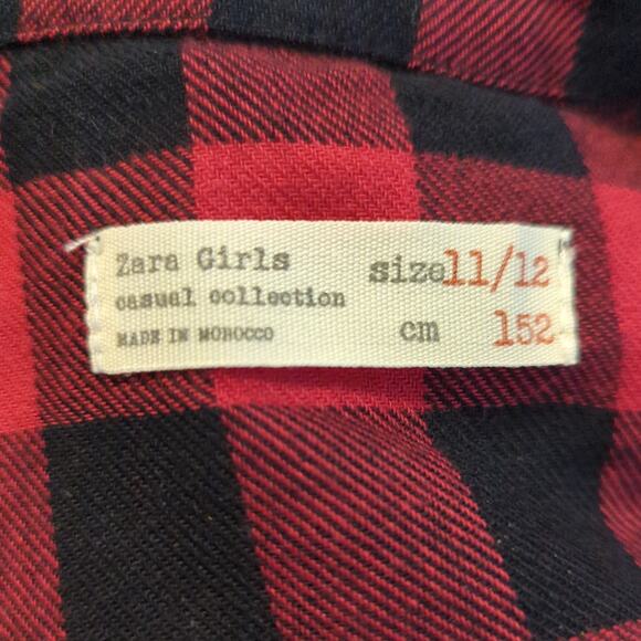 ZARA GIRLS Casual Red Buffalo Check Plaid Holiday Casual Dress Size 11/12 - Picture 5 of 7